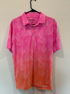 chubbies Pink to Orange Gradient Cactus Polo